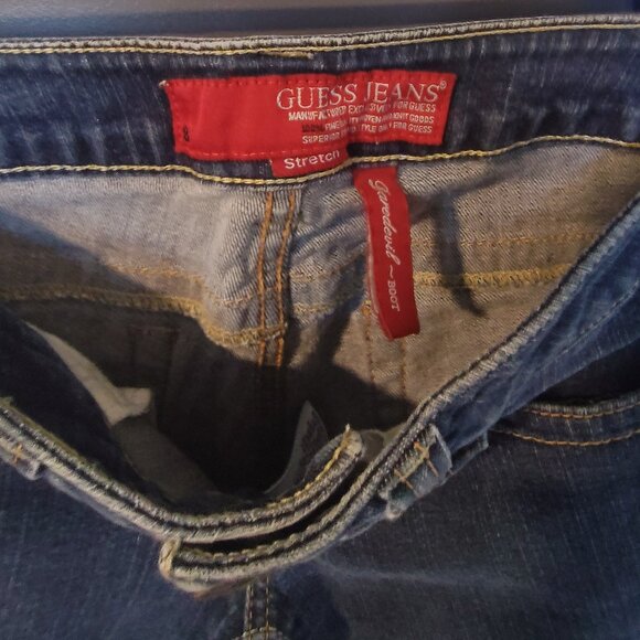 Guess Blue Jeans Daredevil Stretch Low Rise Boot Cut Size 27 - Picture 2 of 11